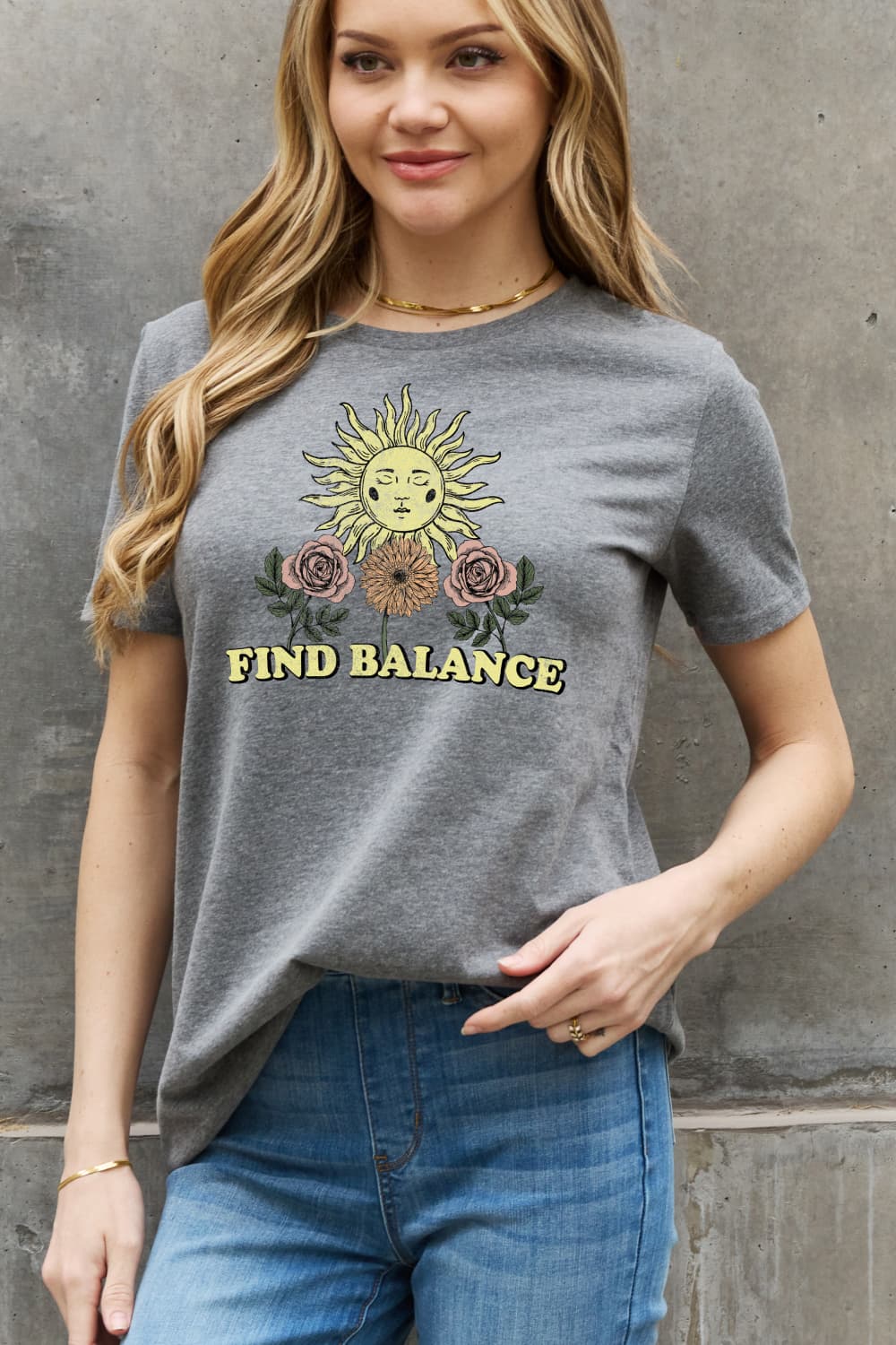 Simply Love Full Size FIND BALANCE Graphic Cotton Tee