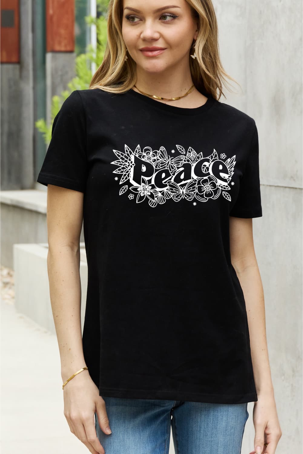 Simply Love Full Size PEACE Graphic Cotton Tee