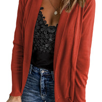 Long Sleeve Ribbed Hem Open Front Longline Cardigan