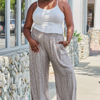 GeeGee Stress Free Plus Size Printed Wide Leg Pants