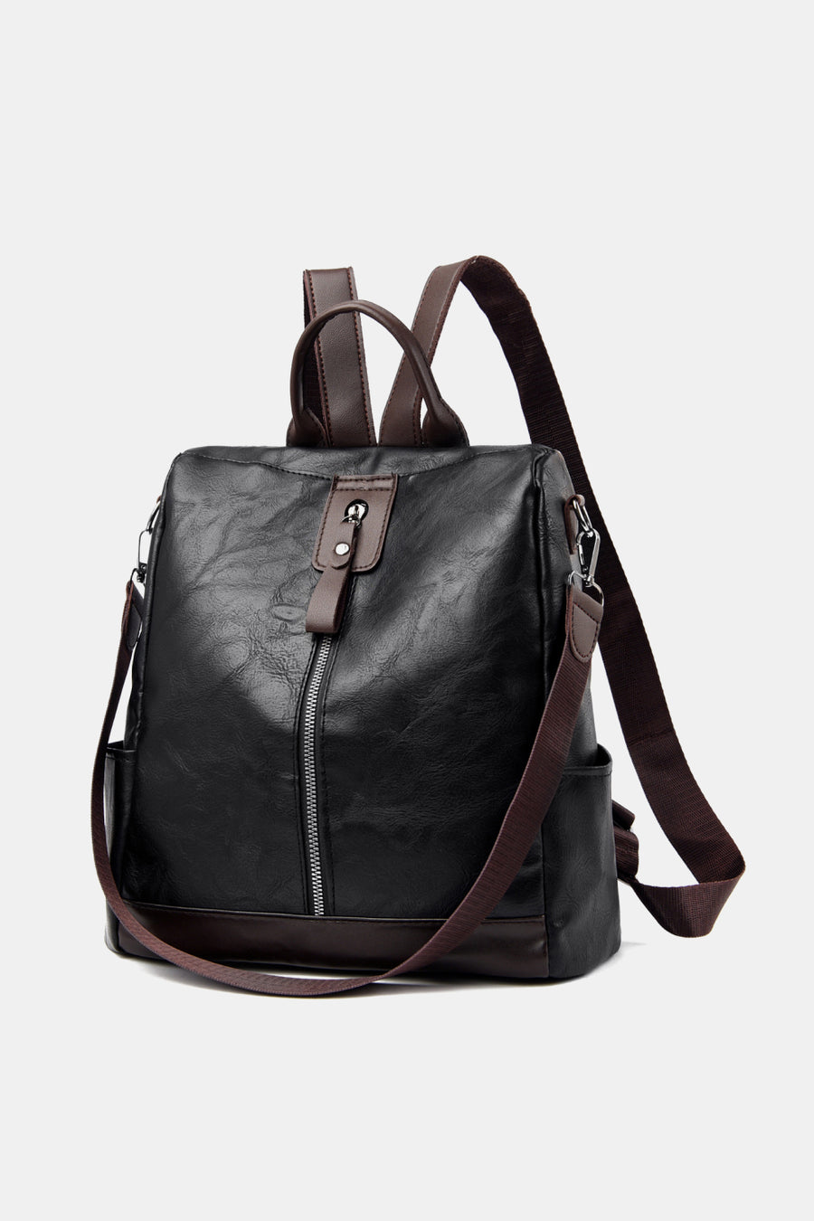 Contrast Color PU Leather Backpack