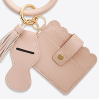 PU Wristlet Keychain with Card Holder