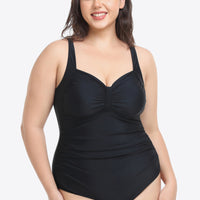 Plus Size Sleeveless Plunge One-Piece Swimsuit