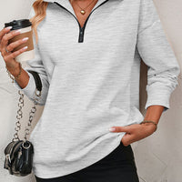 Zip-Up Dropped Shoulder Sweatshirt