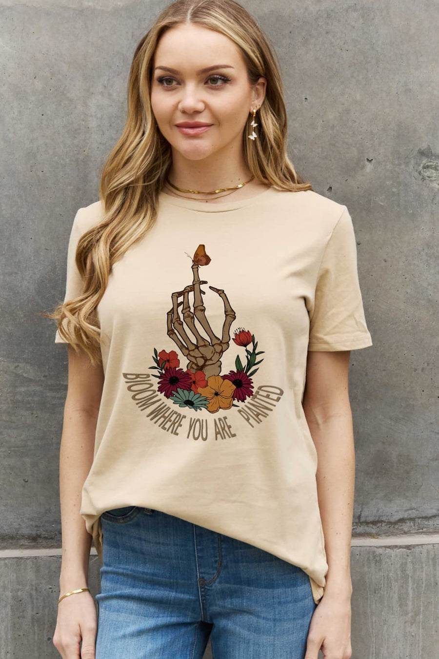 Simply Love Full Size BLOOM WHERE YOU ARE PLANTED Graphic Cotton Tee