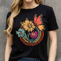 Simply Love Full Size Flower & Butterfly Graphic Cotton Tee