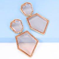 Geometrical Shape Zinc Alloy Frame Resin Dangle Earrings