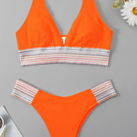 Contrast Textured High Cut Swim Set