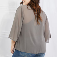 Melody Just Breathe Full Size Chiffon Kimono in Grey