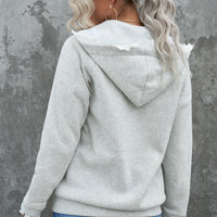 Lace Trim Zip-Up Hooded Jacket