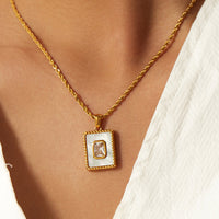 Square Pendant Twisted Chain Necklace