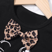 Girls Leopard Graphic Handkerchief Hem Spliced Dress