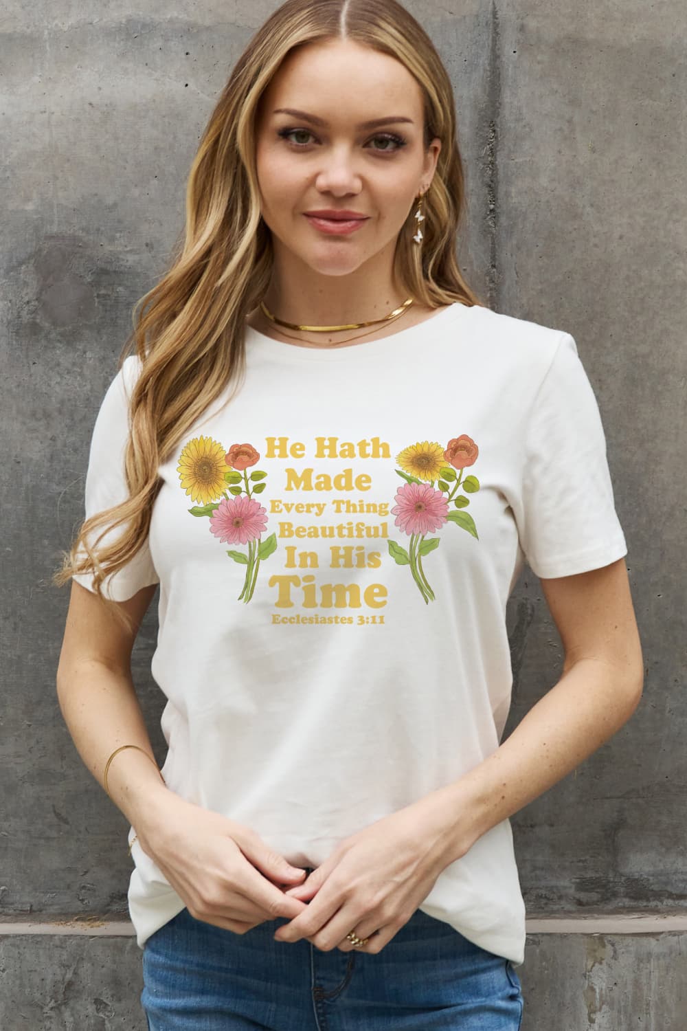 Simply Love Full Size HE HATH MADE EVERY THING BEAUTIFUL IN HIS TIME ECCLESIATES 3:11 Graphic Cotton Tee