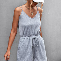 Spaghetti Strap V-Neck Pocket Romper