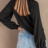 Tie Neck Strappy Back Shirt