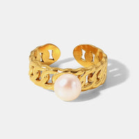 Pearl Stainless Steel Open Ring