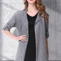 Plus Size Heathered Open Front Trench Coat