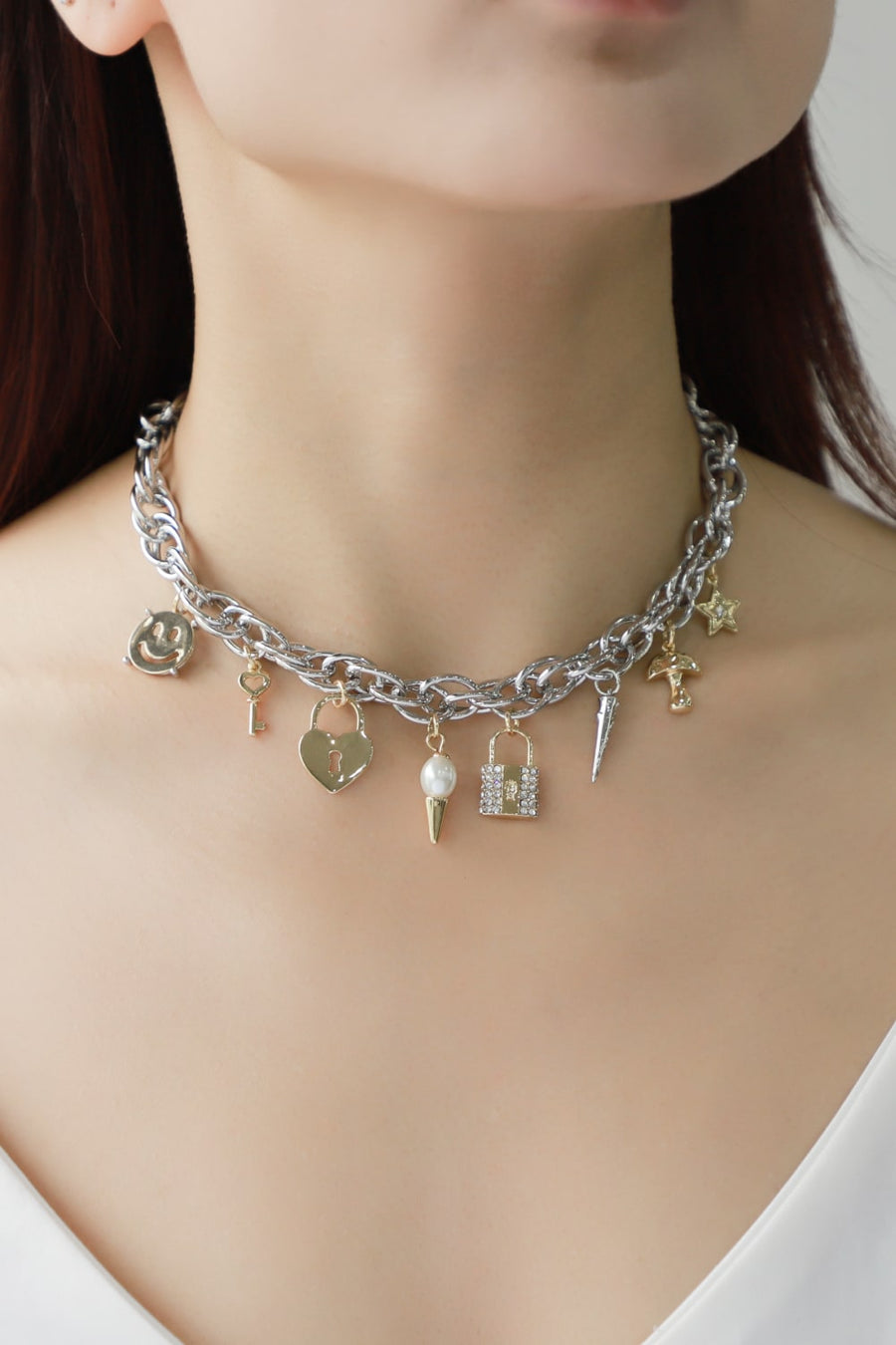 5-Piece Wholesale Multi-Pendant Chunky Chain Necklace