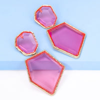 Geometrical Shape Zinc Alloy Frame Resin Dangle Earrings