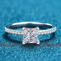 Rhodium-Plated 2 Carat Moissanite Four-Prong Ring