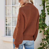 Mixed Knit Crewneck Drop Shoulder Sweater