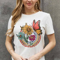 Simply Love Full Size Flower & Butterfly Graphic Cotton Tee