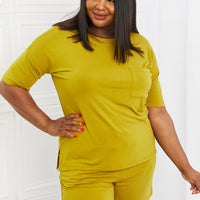 Zenana In The Moment Full Size Lounge Set in Olive Mustard