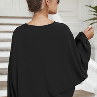 Tie Neck Balloon Sleeve Blouse