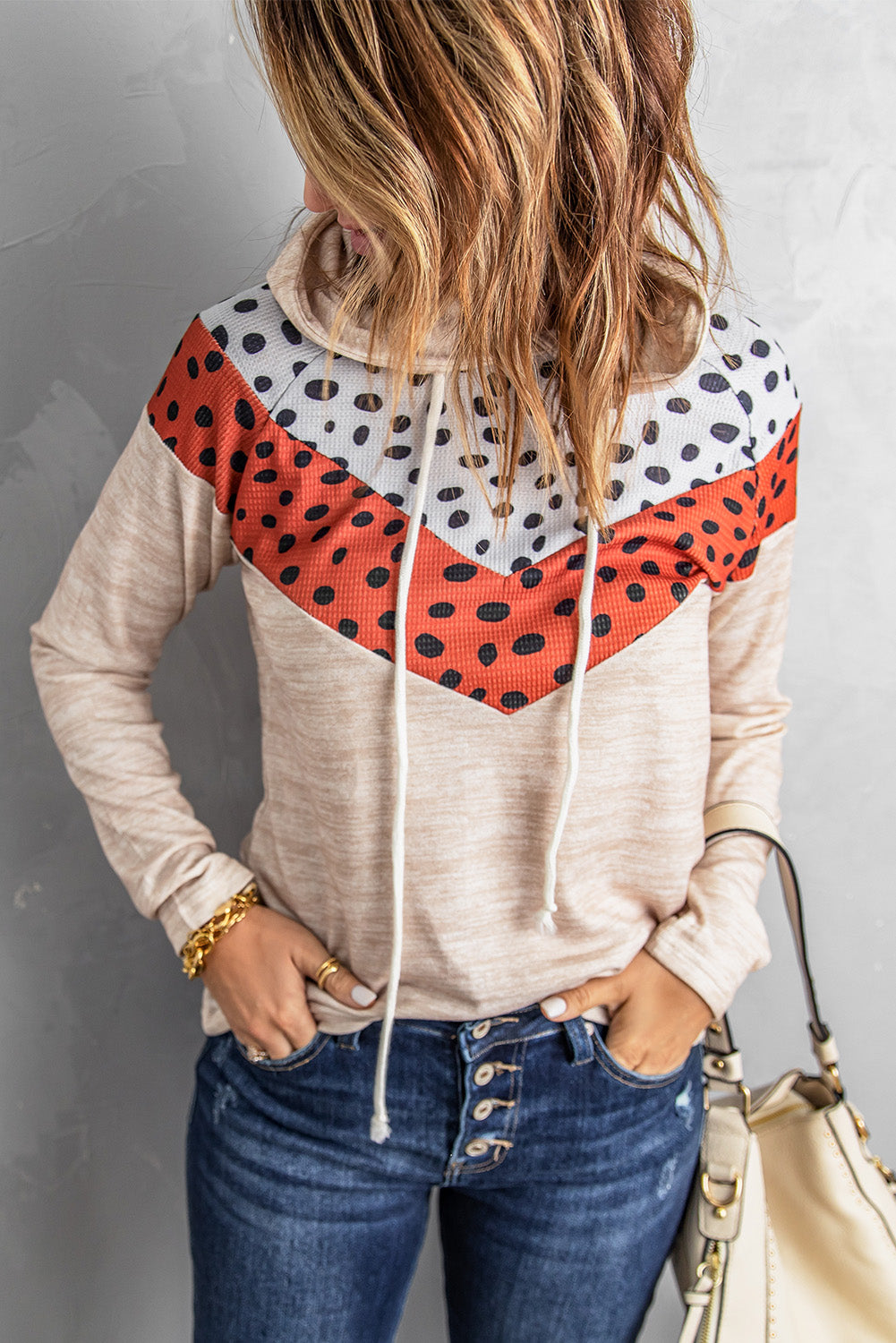 Printed Chevron Raglan Sleeve Hoodie