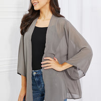 Melody Just Breathe Full Size Chiffon Kimono in Grey