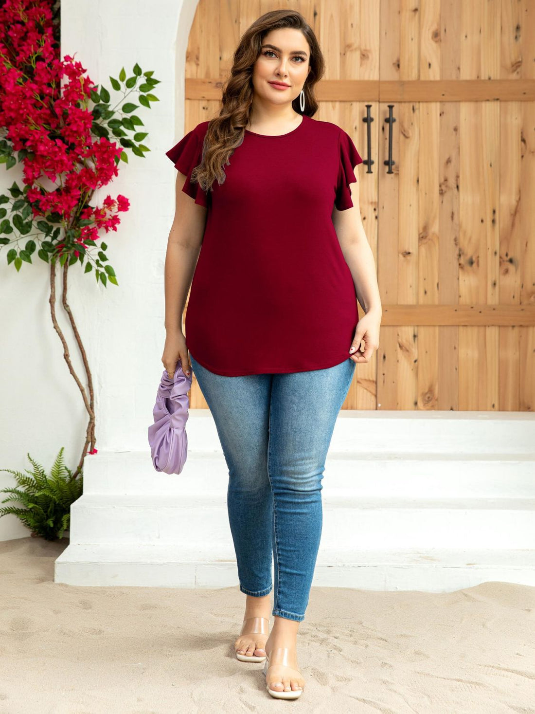 Flutter Sleeve Round Neck Tee