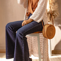 Dropped Shoulder Long Sleeve Crochet Duster Cardigan