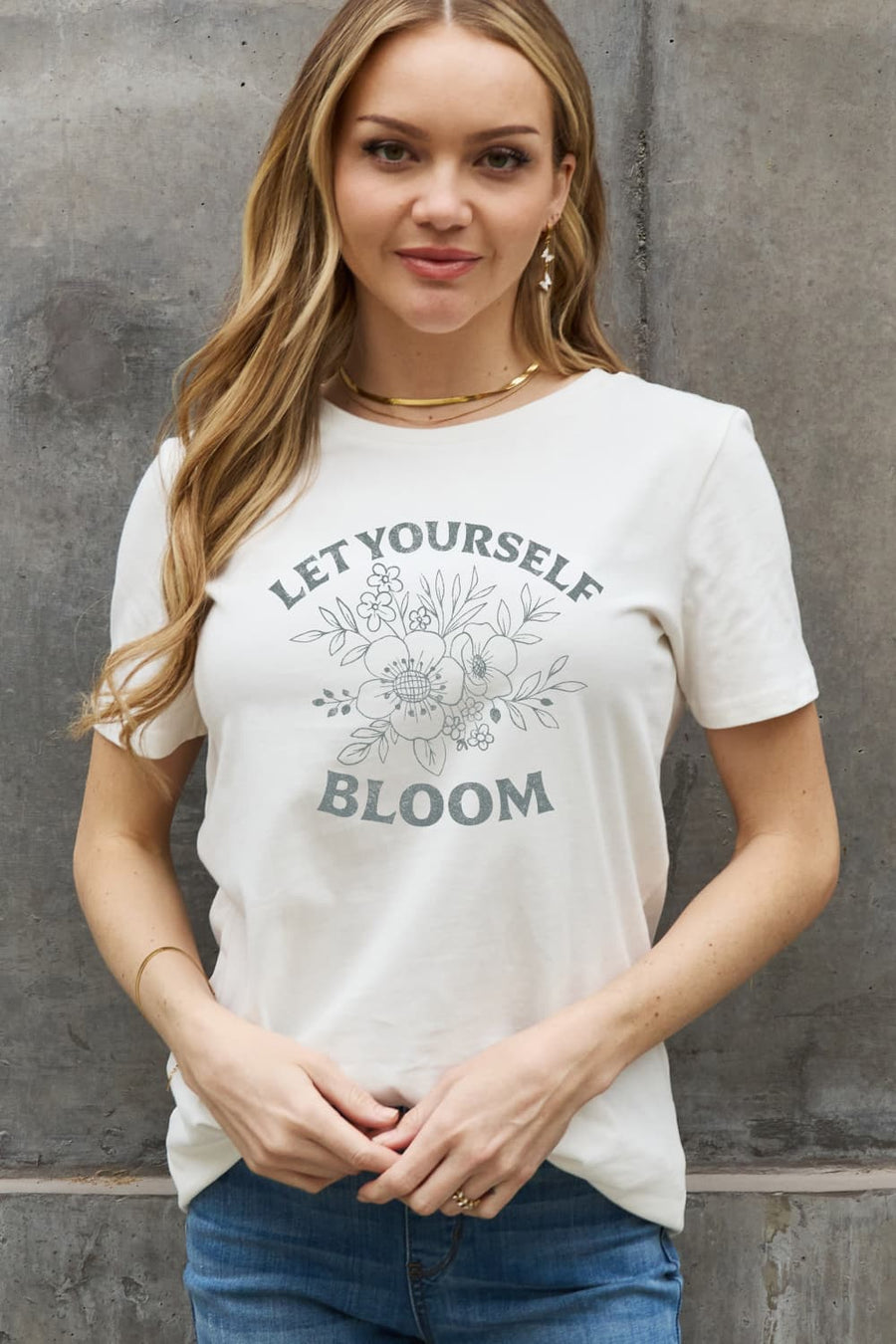 Simply Love Full Size LET YOURSELF BLOOM Graphic Cotton Tee