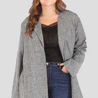 Plus Size Heathered Open Front Trench Coat