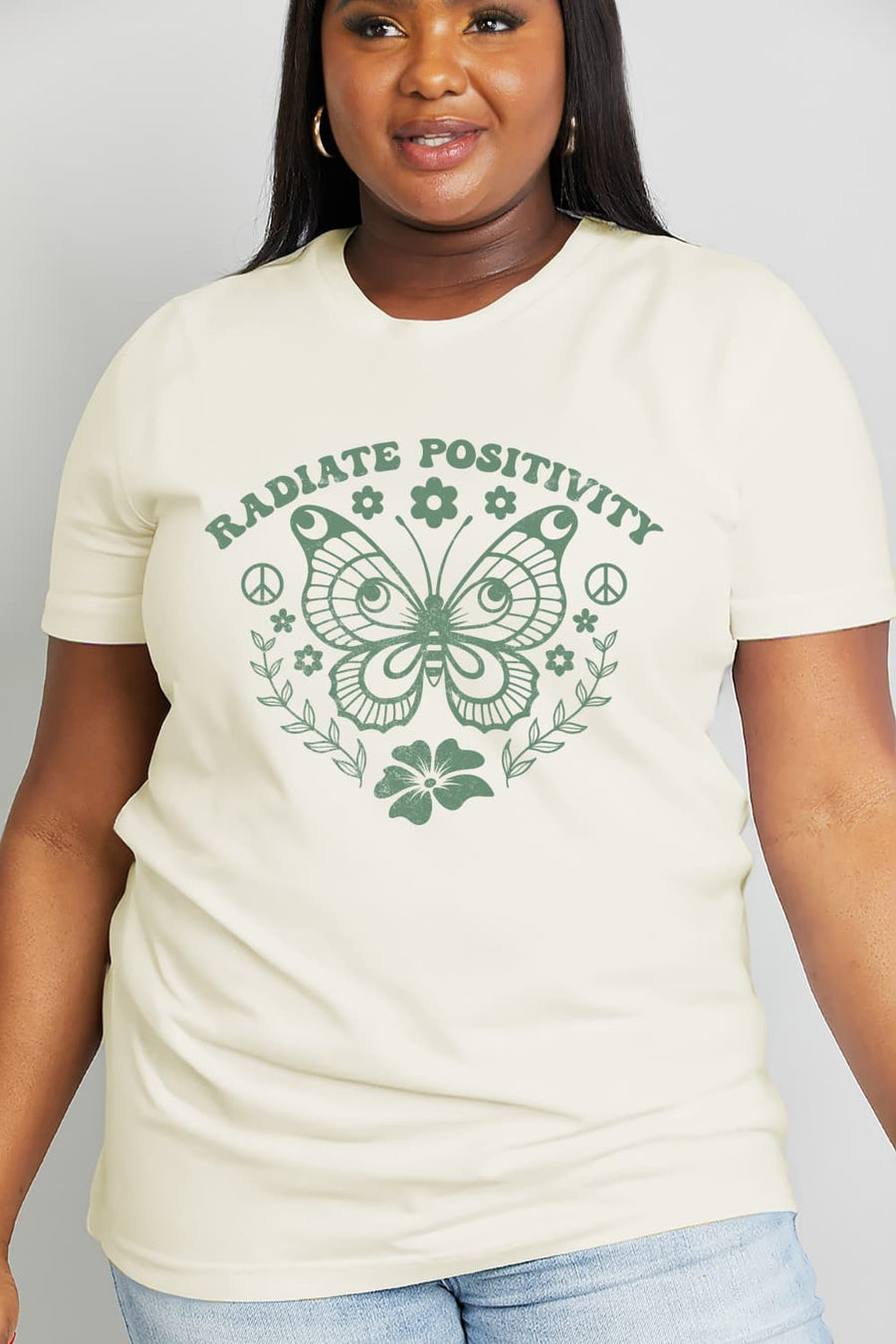 Simply Love Full Size RADIATE POSITIVITY Graphic Cotton Tee