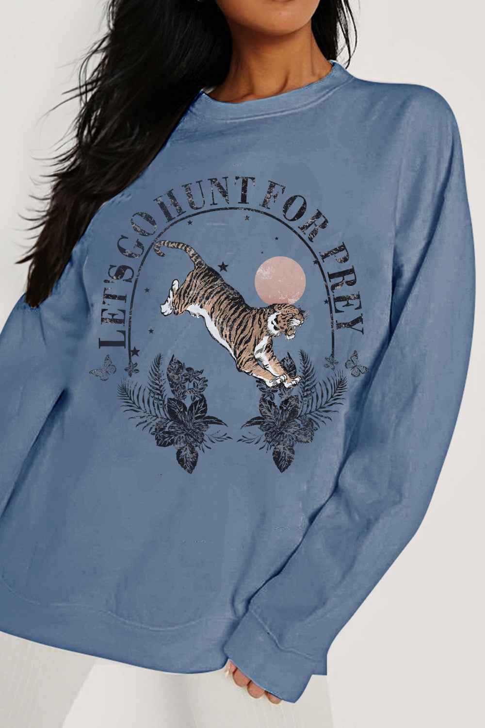 Simply Love Full Size LET'S GO HUNT FOR PREY Graphic Sweatshirt