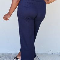 And The Why In The Mix Full Size Pleated Detail Linen Pants in Dark Navy