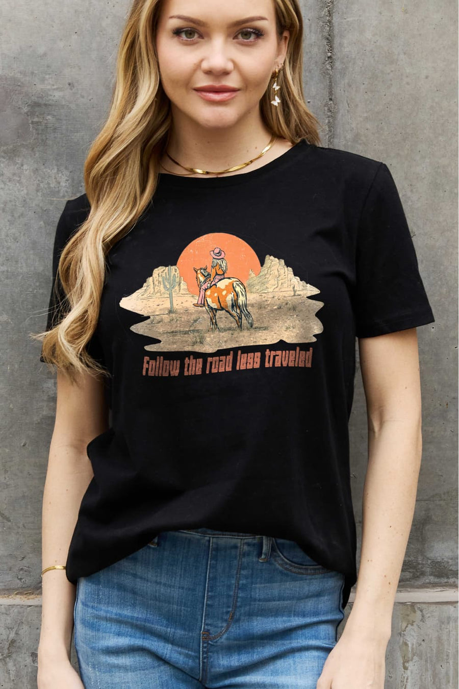 Simply Love Full Size FOLLOW THE ROAD LESS TRAVELED Graphic Cotton Tee