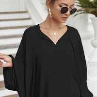 Tie Neck Balloon Sleeve Blouse