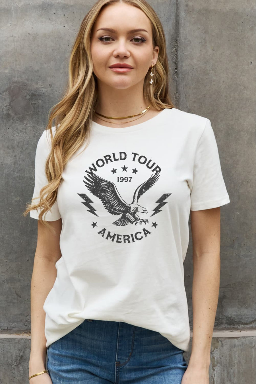 Simply Love Full Size WORLD TOUR 1997 AMERICA Graphic Cotton Tee