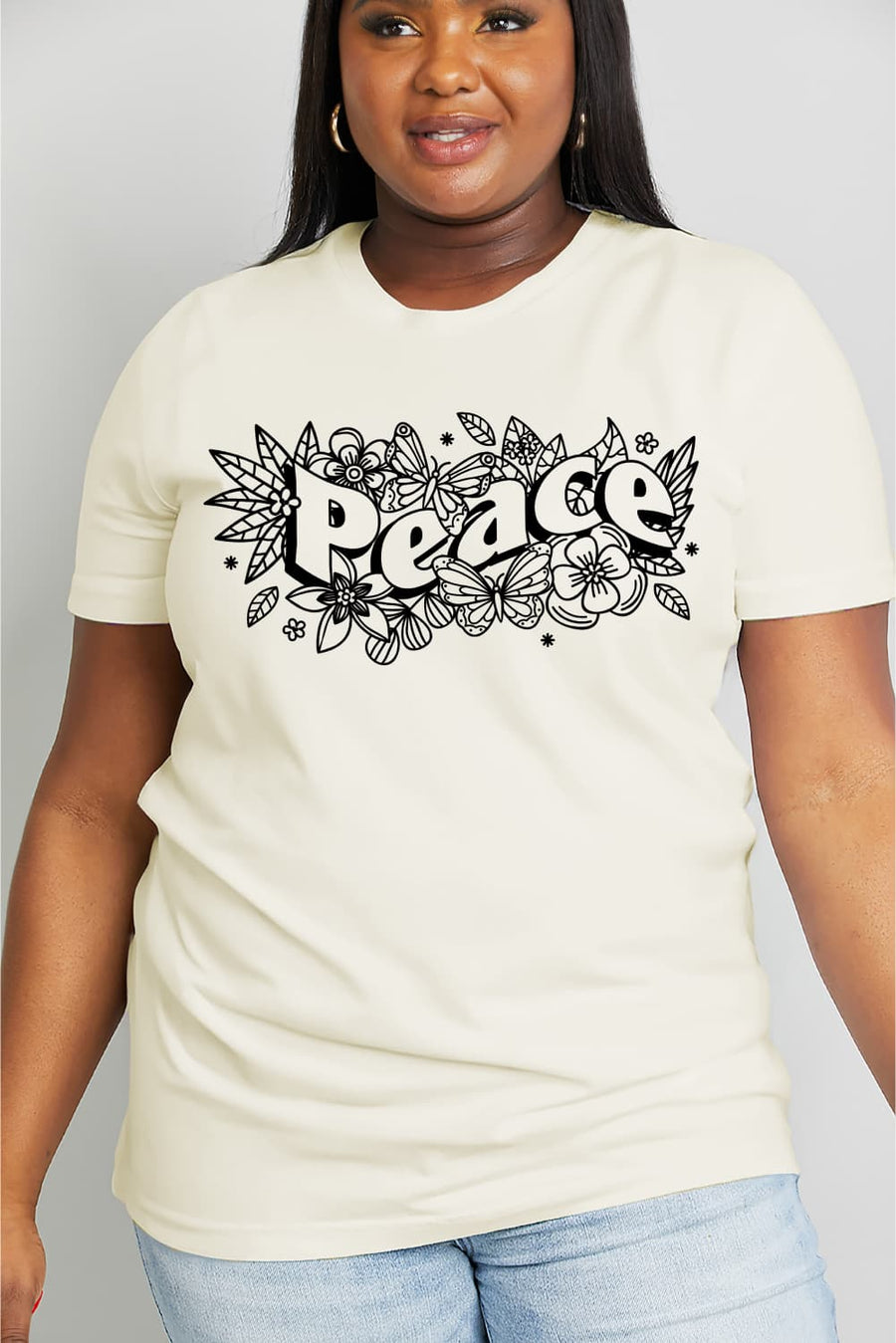 Simply Love Full Size PEACE Graphic Cotton Tee