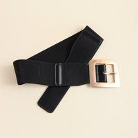 Square Buckle Stretch Leather Belt