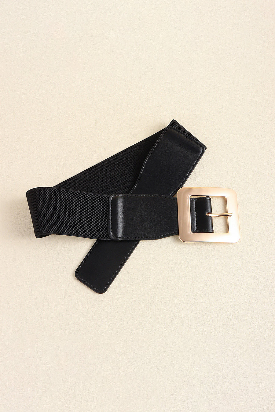 Square Buckle Stretch Leather Belt