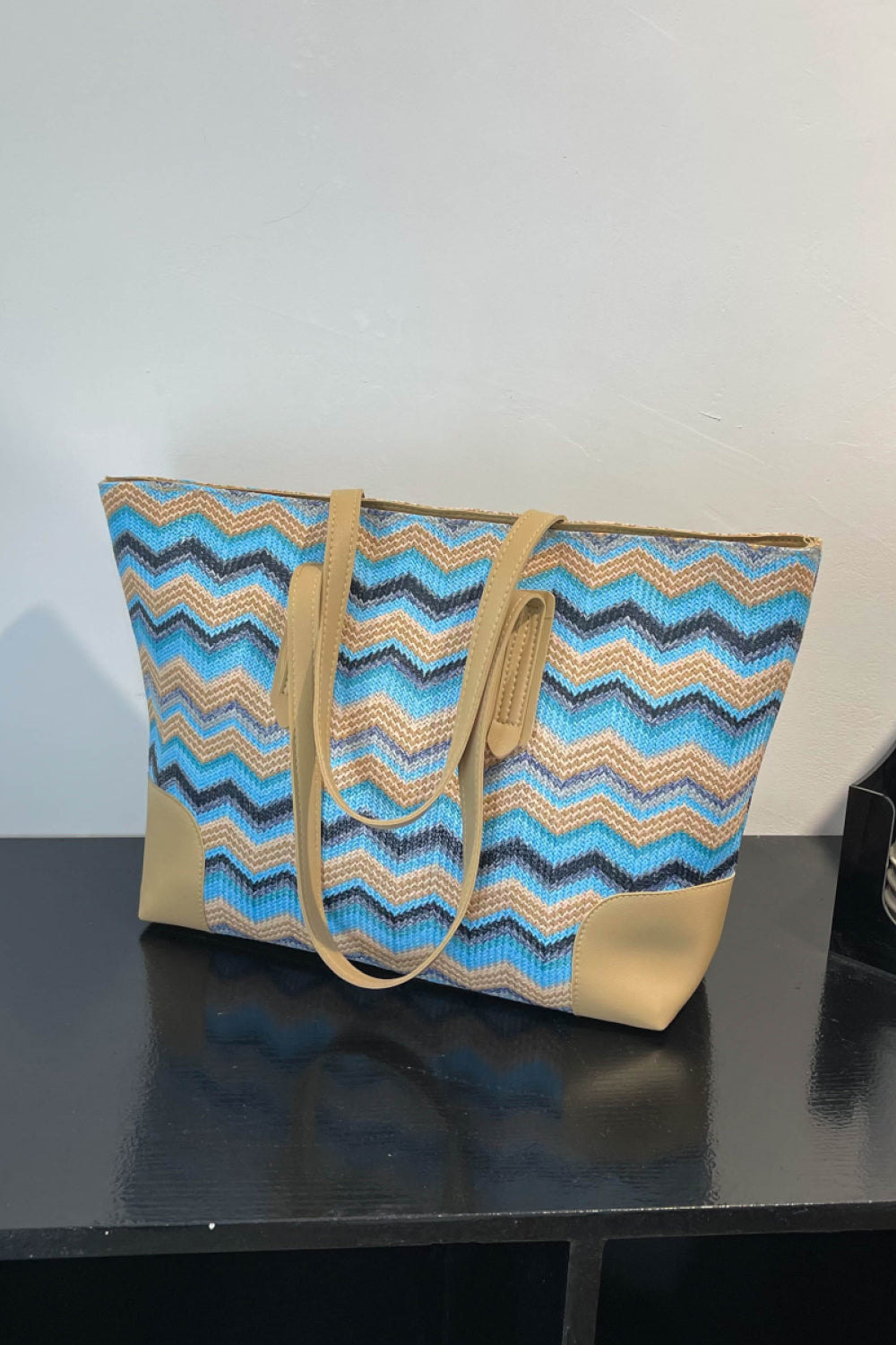 Chevron Straw Tote Bag