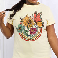 Simply Love Full Size Flower & Butterfly Graphic Cotton Tee