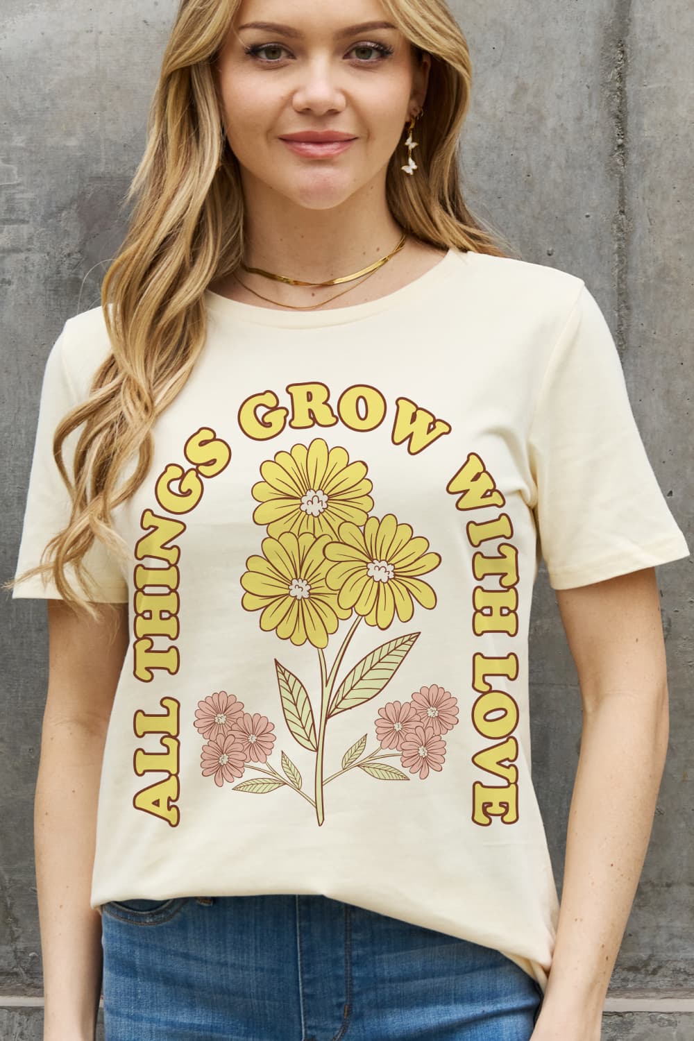 Simply Love Full Size ALL THINGS GROW WITH LOVE Graphic Cotton Tee