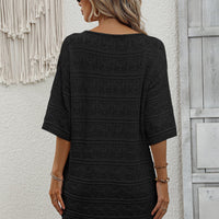 Openwork V-Neck Mini Knit Dress