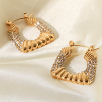 18K Gold Plated Inlaid Cubic Zirconia Earrings