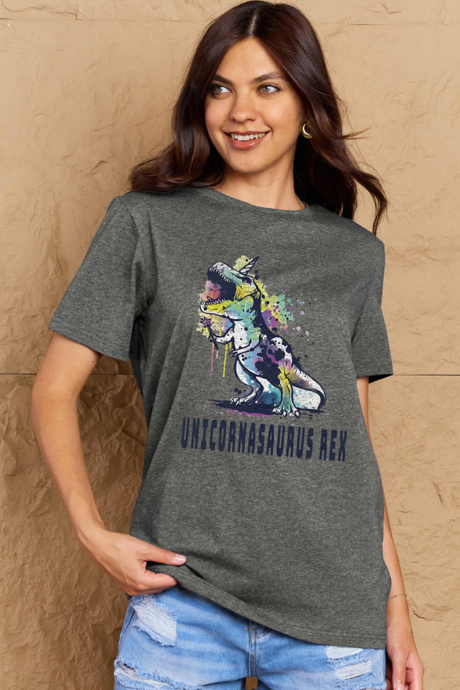 Simply Love Full Size Graphic UNICORNASAURUS REX Cotton Tee