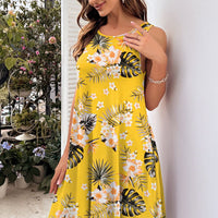 Printed Round Neck Sleeveless Dress